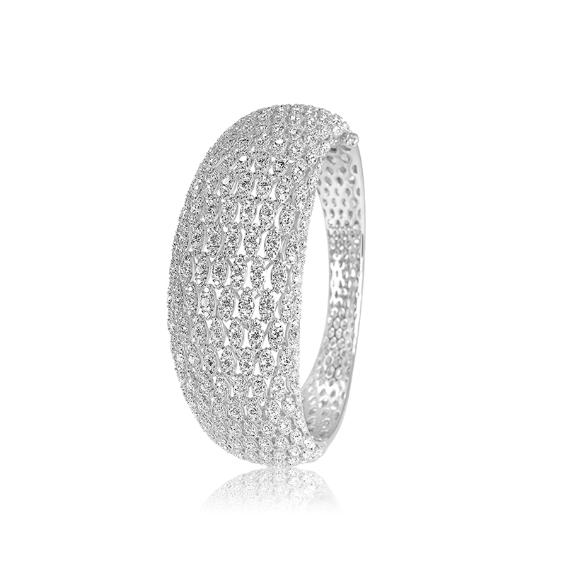 Bold Diamond Cuff bangle in 18K White Gold